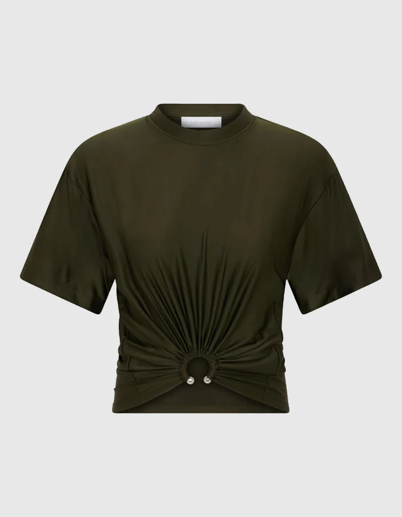 Cropped T-Shirt mit Ring-Detail