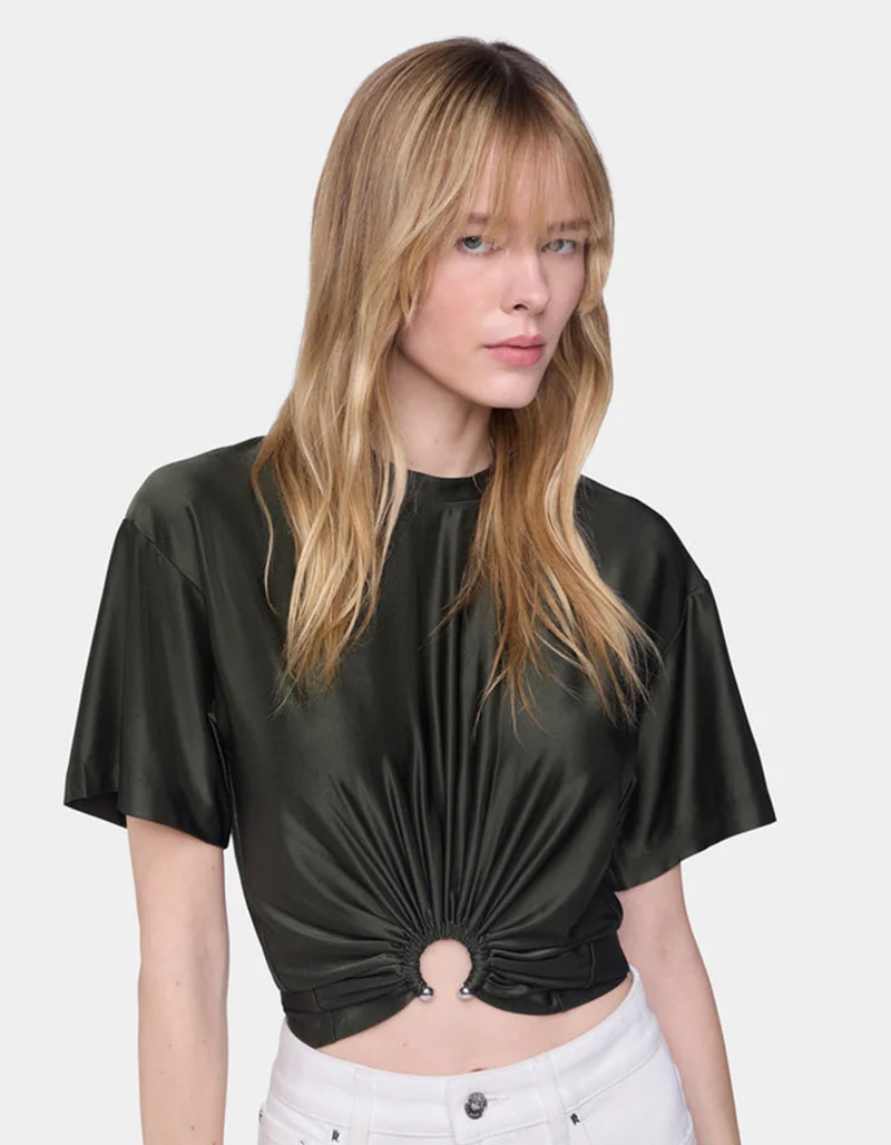 Cropped T-Shirt mit Ring-Detail