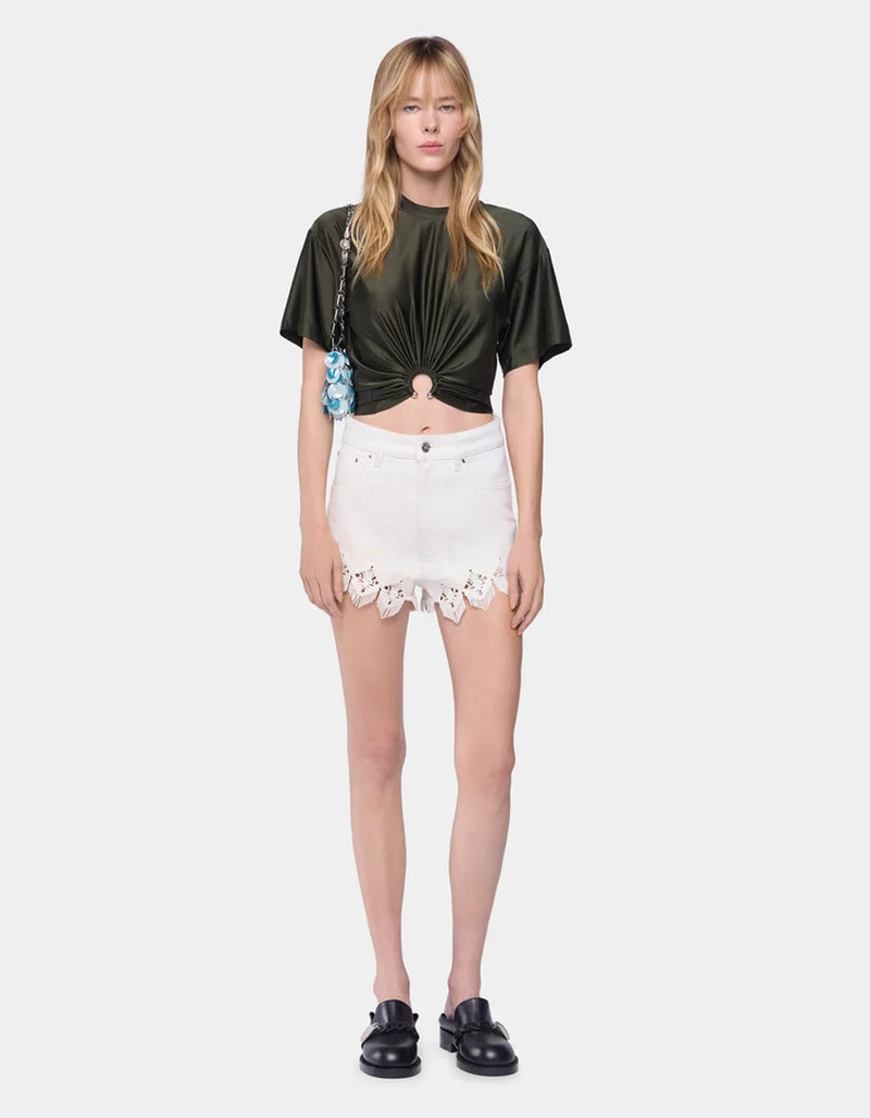 Cropped T-Shirt mit Ring-Detail