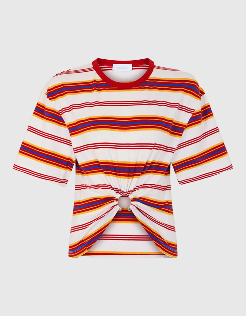 Gestreiftes T-Shirt mit Ring-Detail