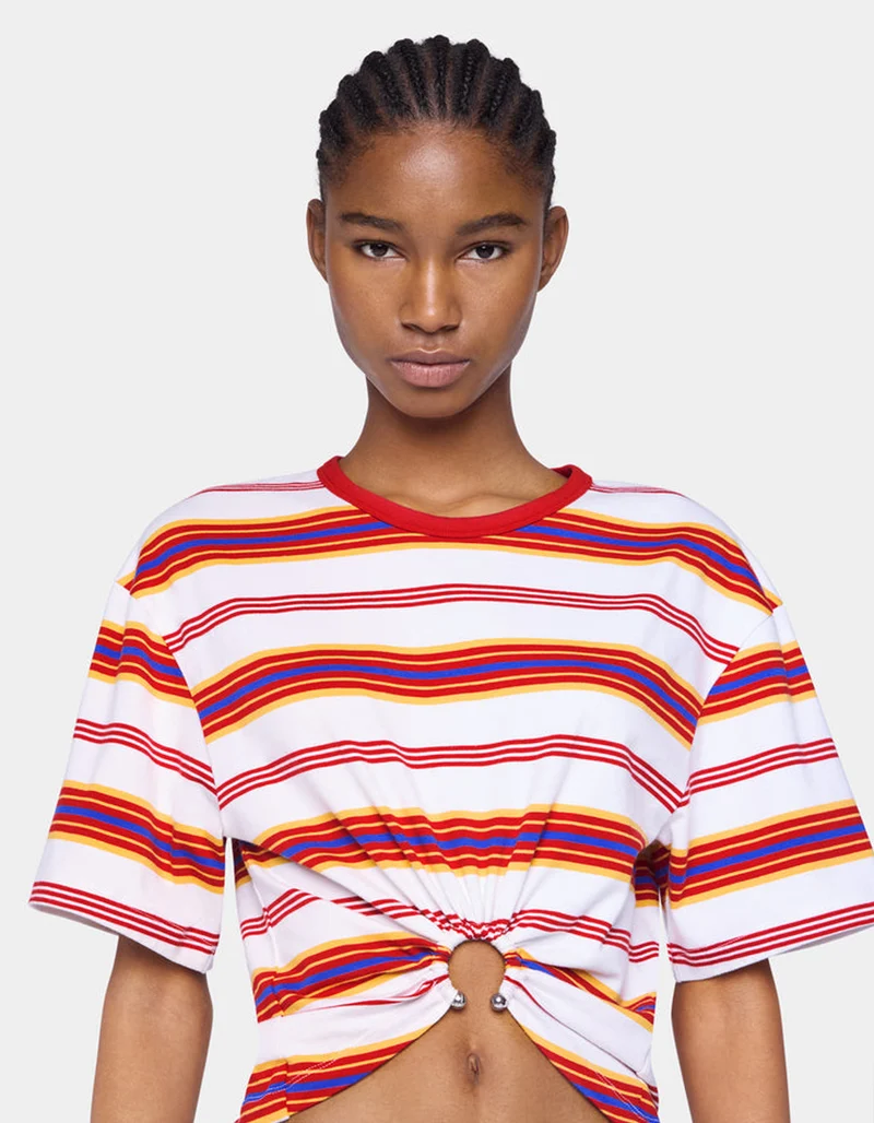 Gestreiftes T-Shirt mit Ring-Detail