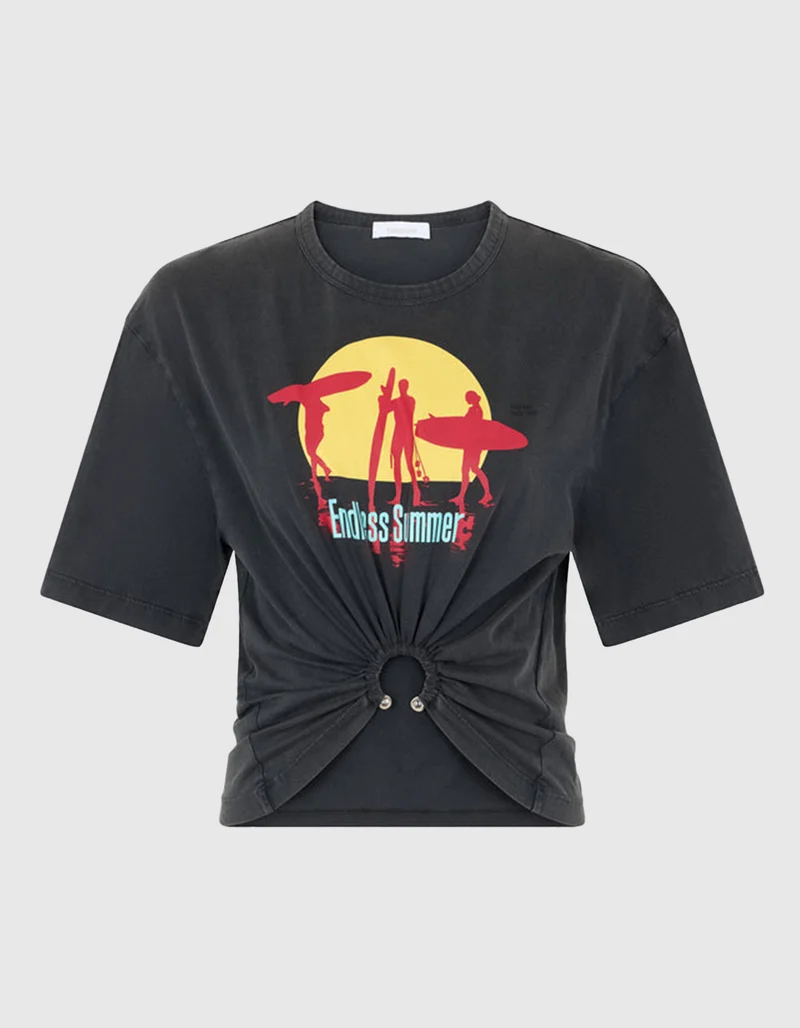 Bedrucktes T-Shirt mit Ring-Detail