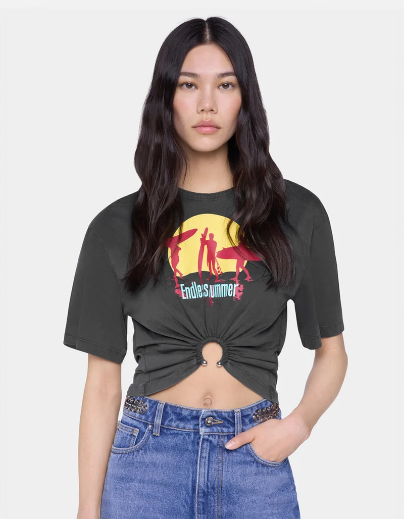 Bedrucktes T-Shirt mit Ring-Detail