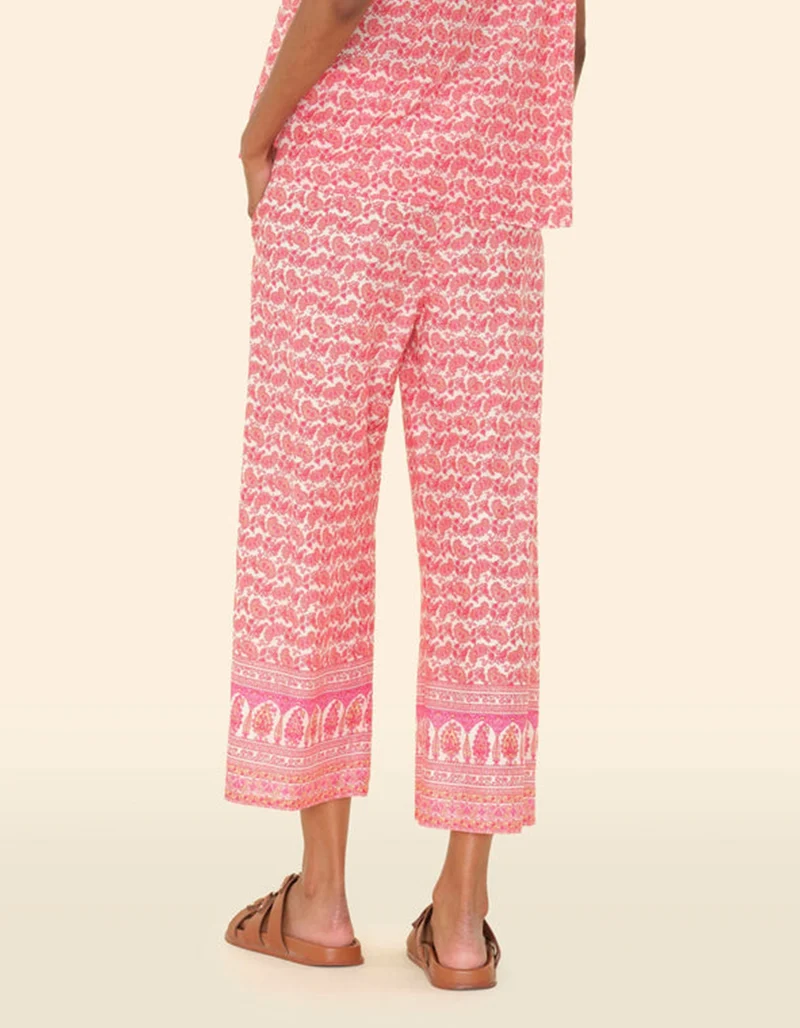 Gemusterte Cropped-Hose Leif mit Seidenanteil