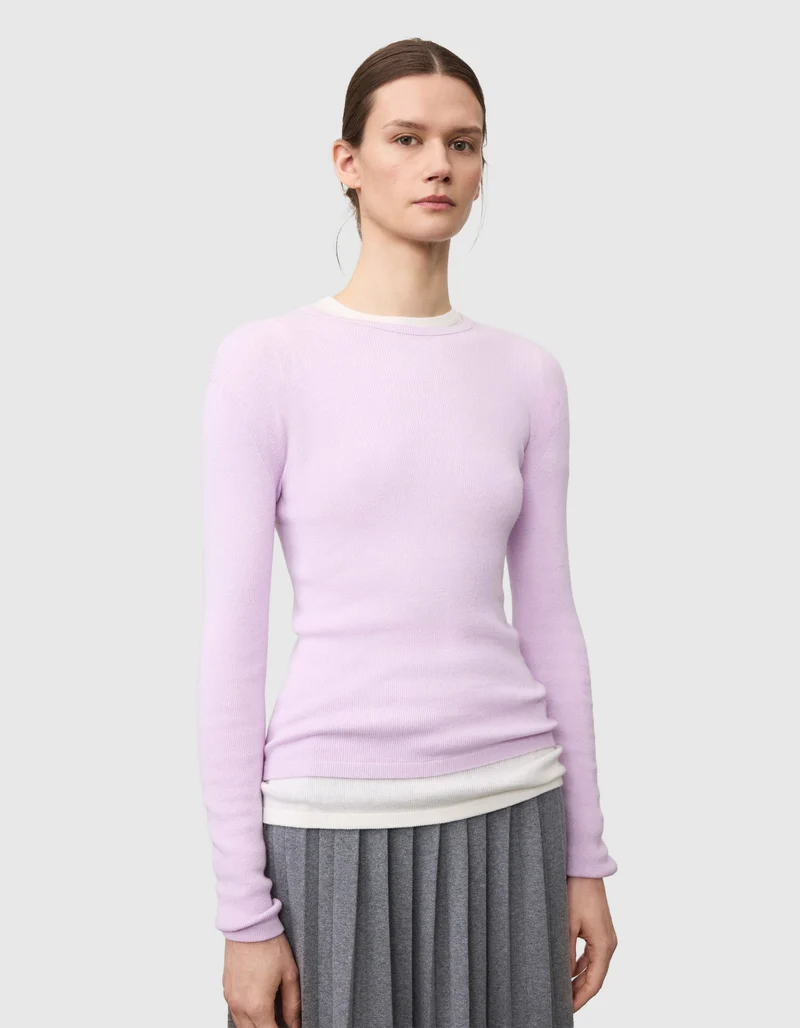 Geripptes Longsleeve Vivian mit Kaschmiranteil
