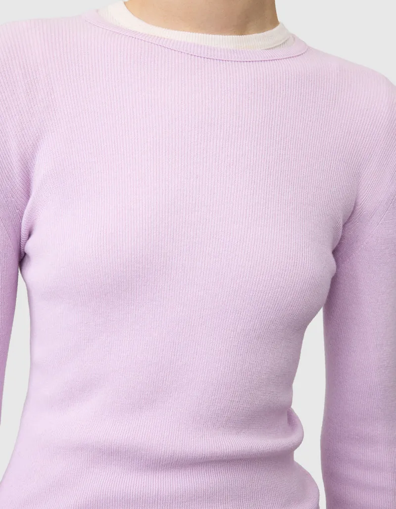 Geripptes Longsleeve Vivian mit Kaschmiranteil