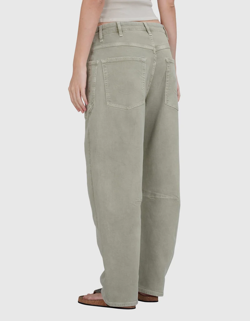 Washed-Out Barrel-Leg Jeans Army Fatigue