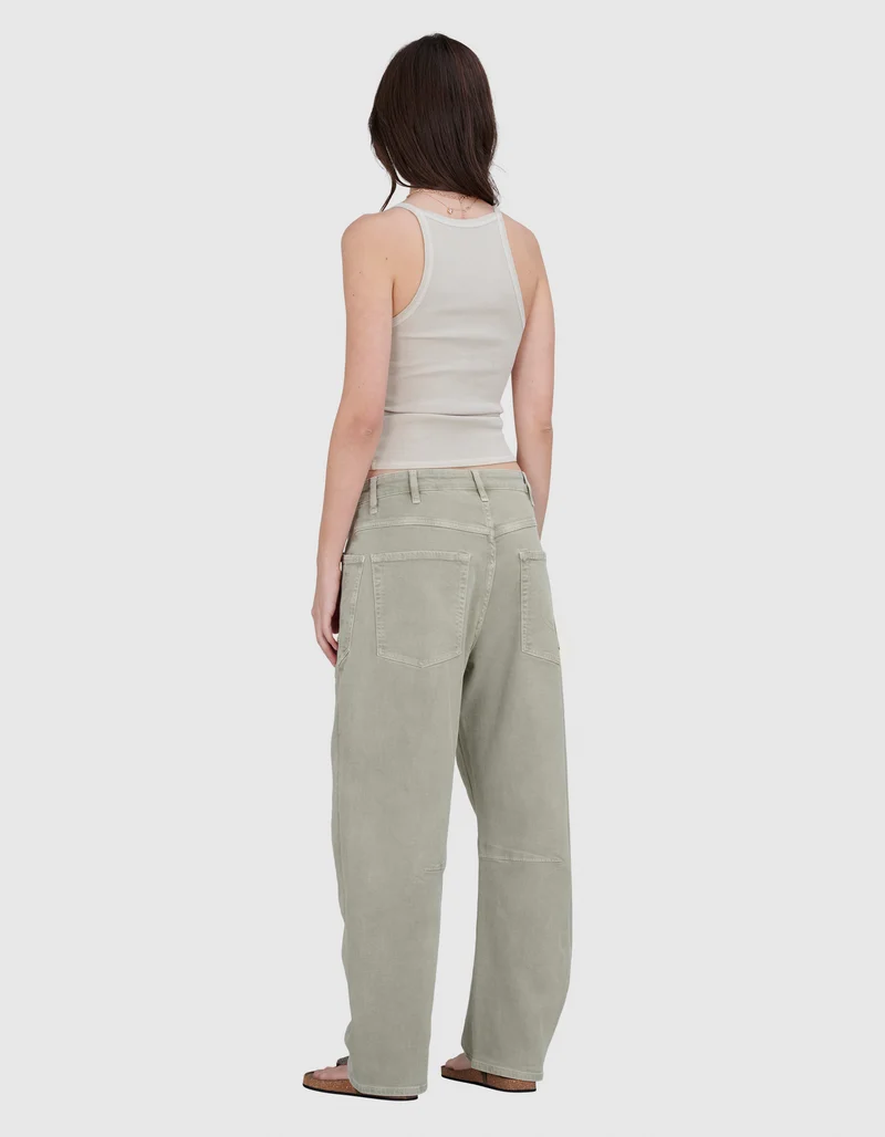 Washed-Out Barrel-Leg Jeans Army Fatigue