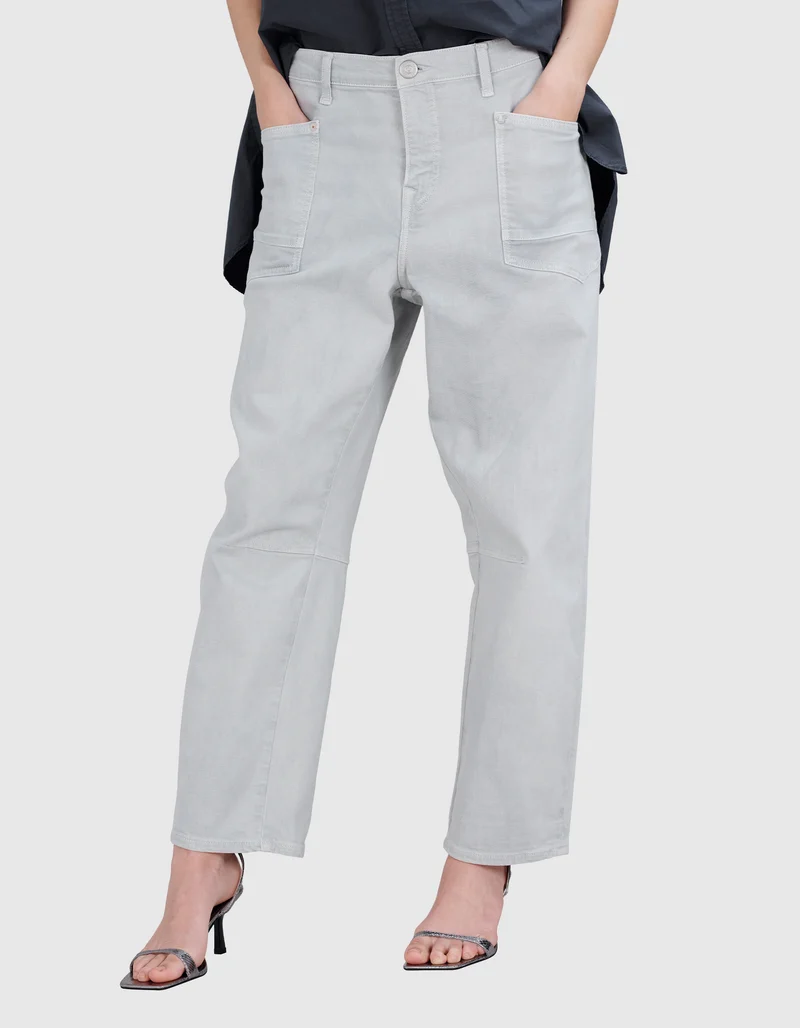 Washed-Out Barrel-Leg Jeans Army Fatigue