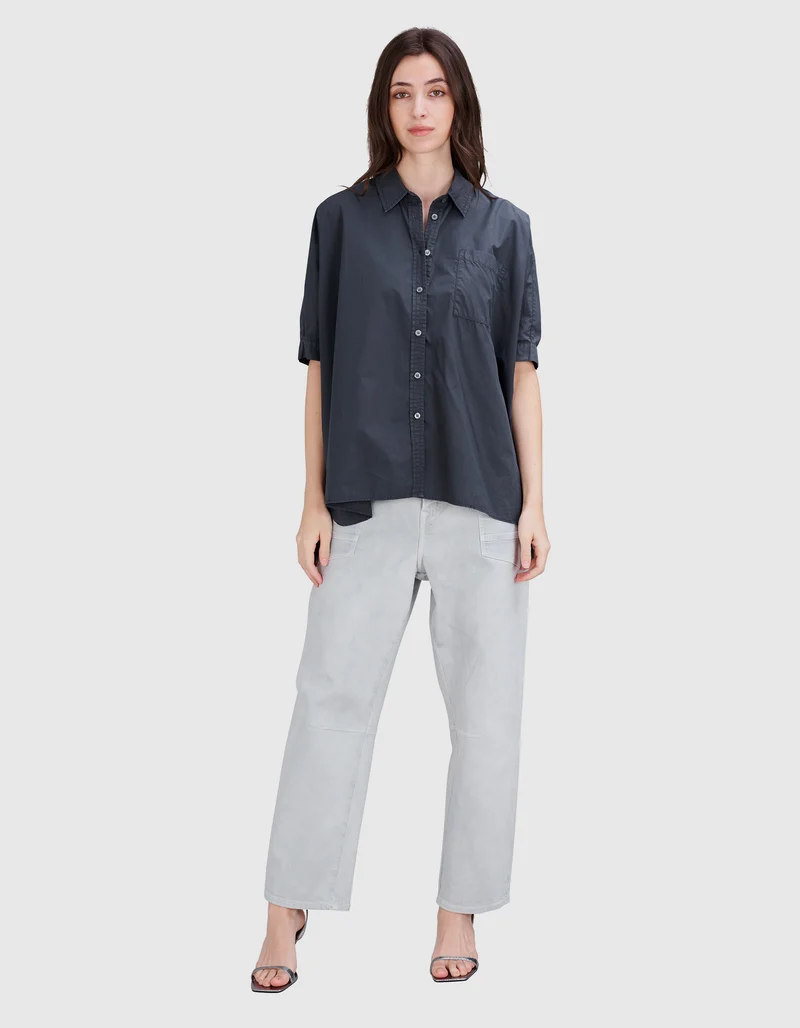Washed-Out Barrel-Leg Jeans Army Fatigue