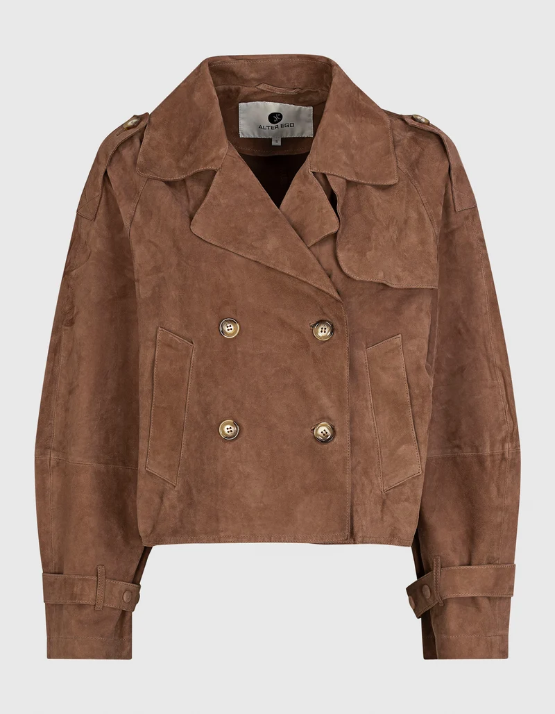 Doppelreihige Veloursleder-Jacke Florine