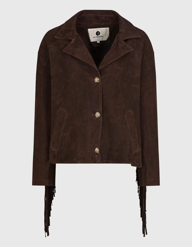 Veloursleder-Jacke Billie mit Fransen