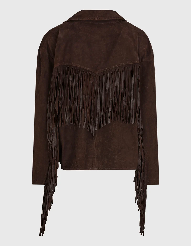 Veloursleder-Jacke Billie mit Fransen