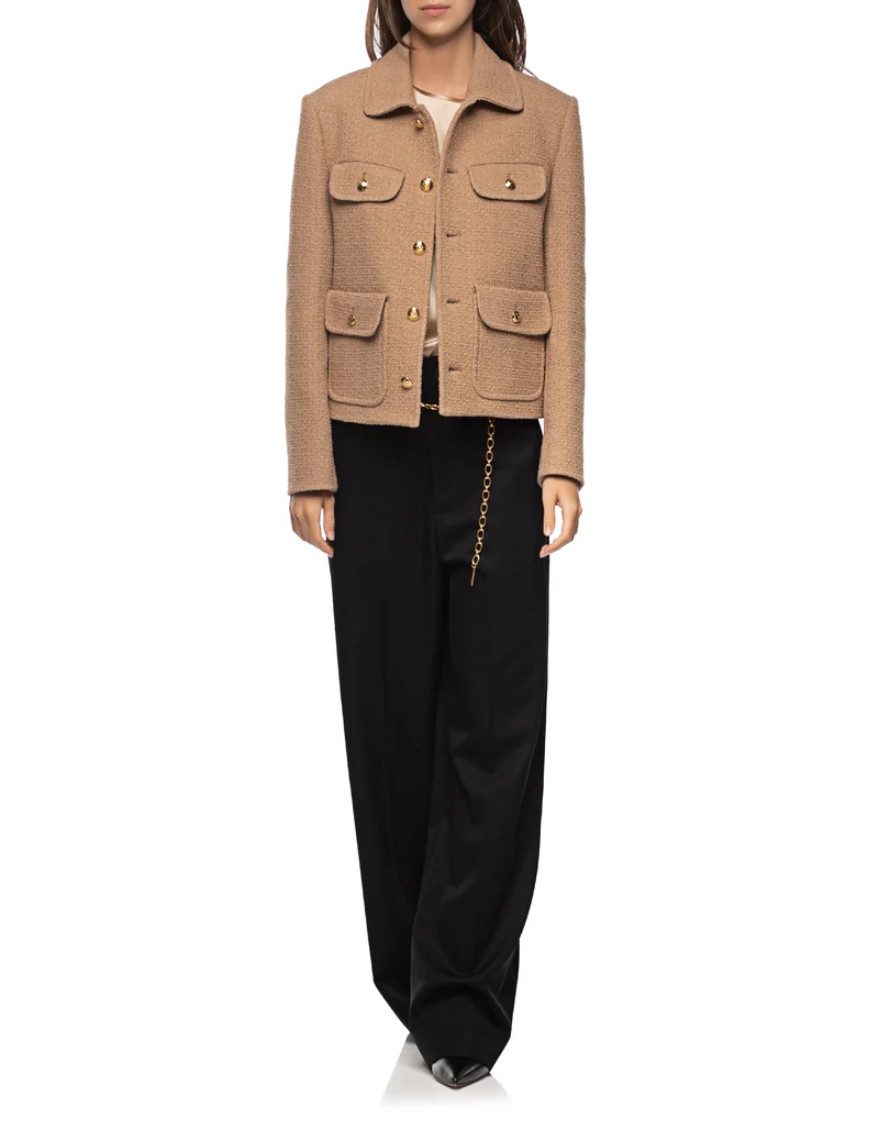 Bouclé-Jacke mit geprägten Knöpfen