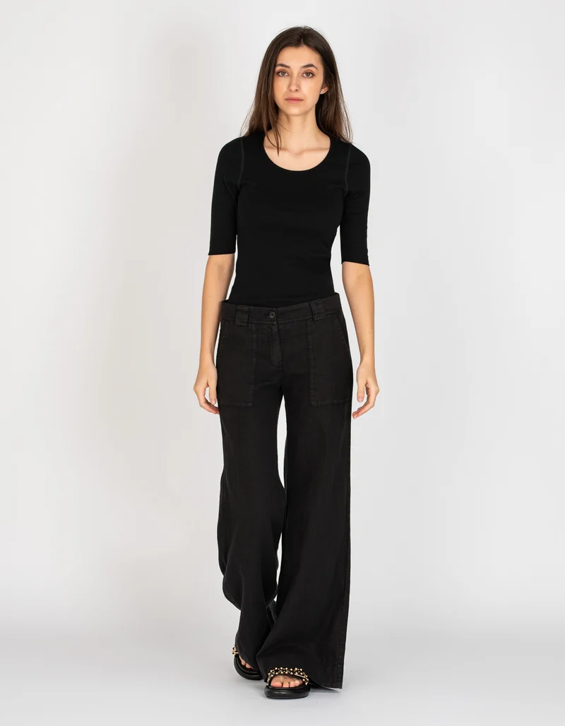 Wide-Leg Leinen-Hose