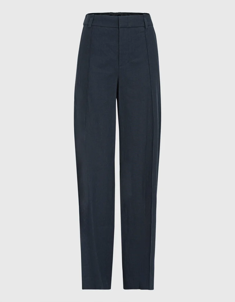 High-Waist Leinen-Mix Wide-Leg Hose