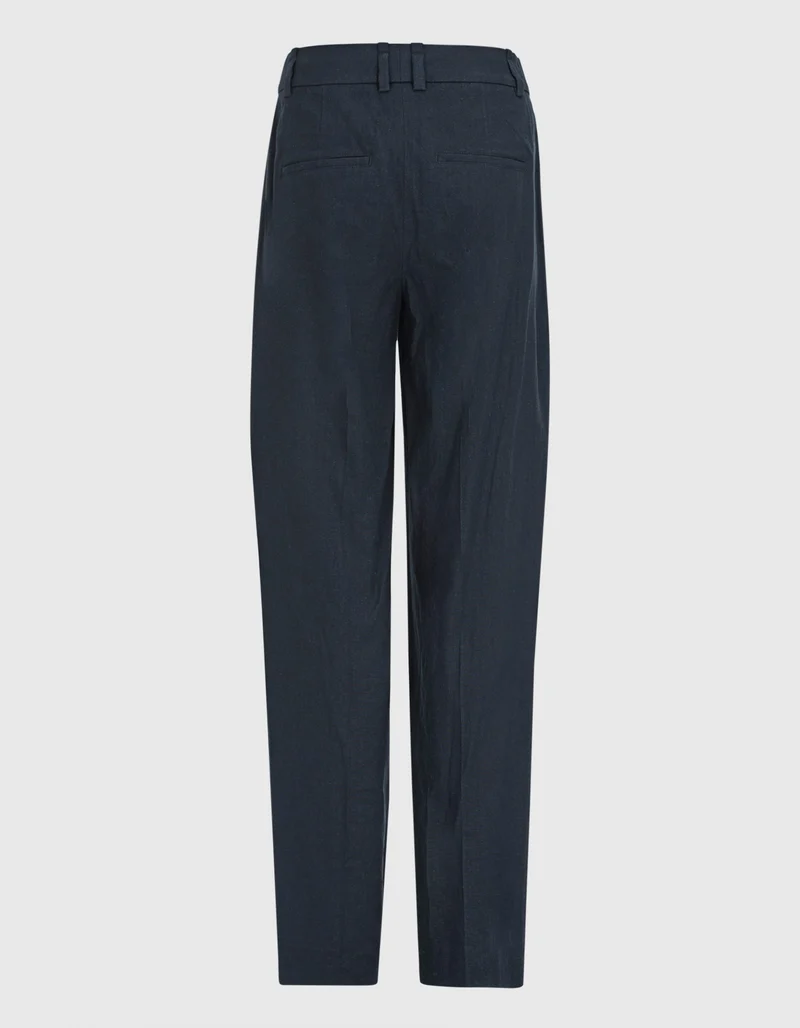 High-Waist Leinen-Mix Wide-Leg Hose