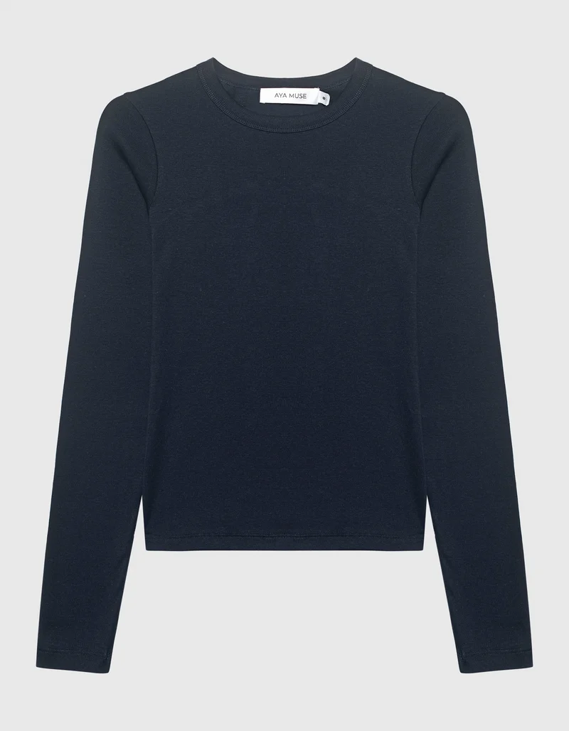 Baumwoll-Longsleeve mit Rundhalsausschnitt