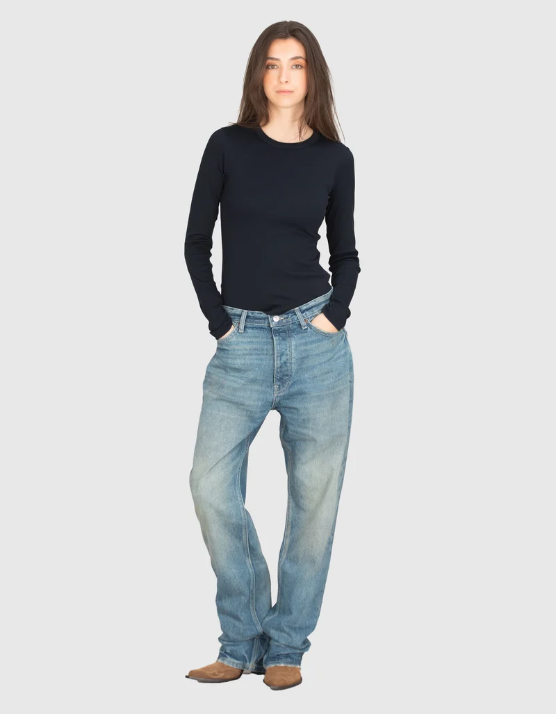 Baumwoll-Longsleeve mit Rundhalsausschnitt