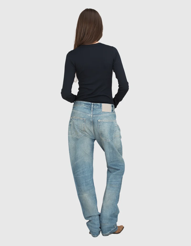 Washed-Out Tapered Jeans