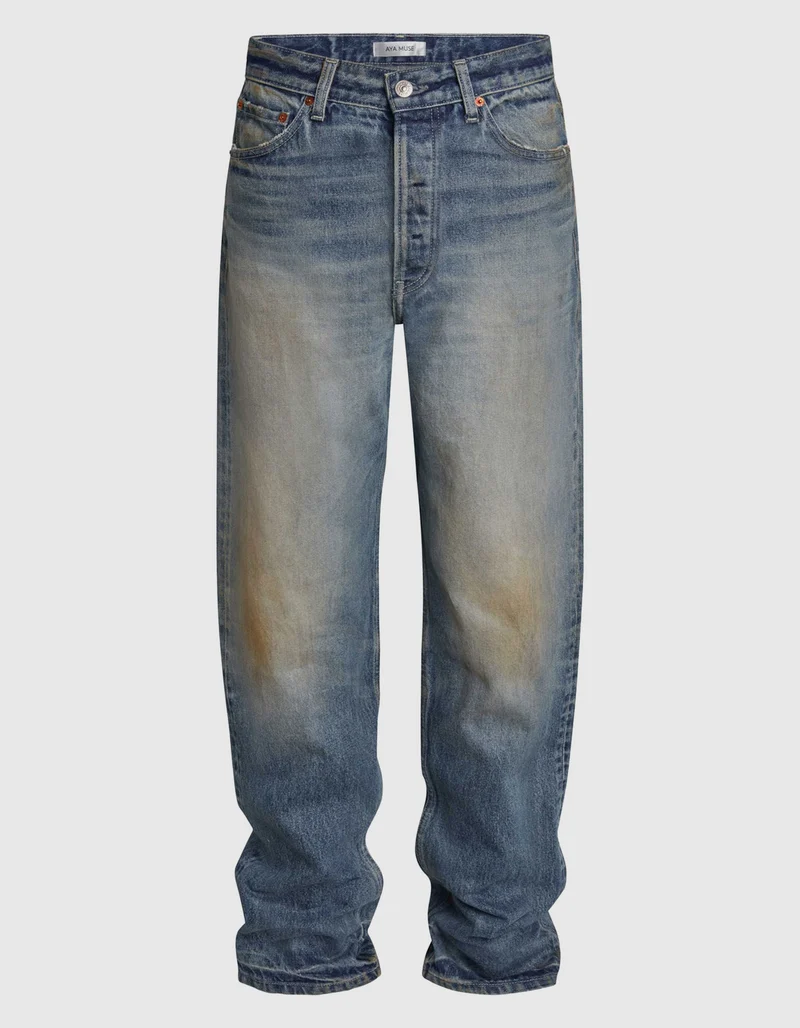 Washed-Out Tapered Jeans