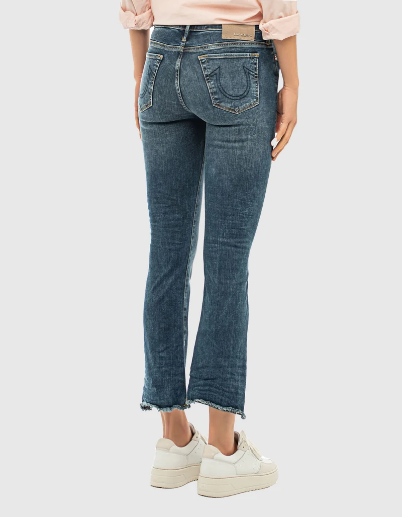 Kick-Flare Cropped Jeans mit offenem Saum