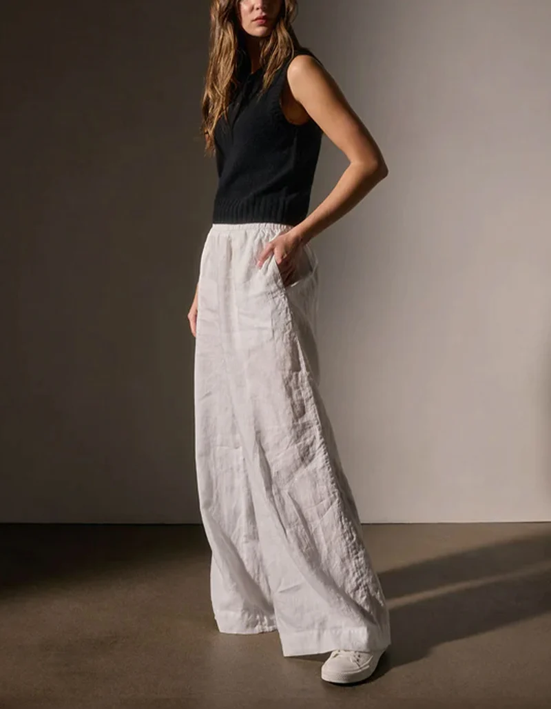 Wide-Leg Leinen Hose