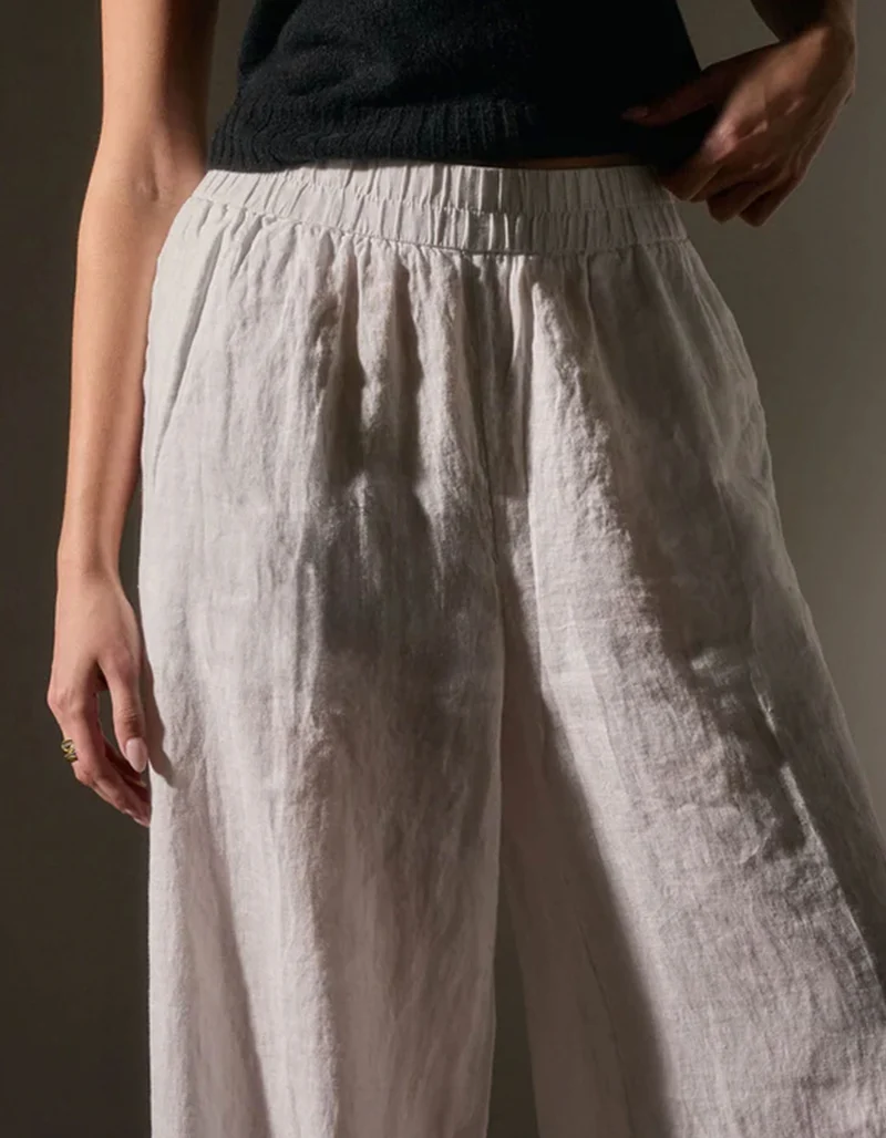 Wide-Leg Leinen Hose