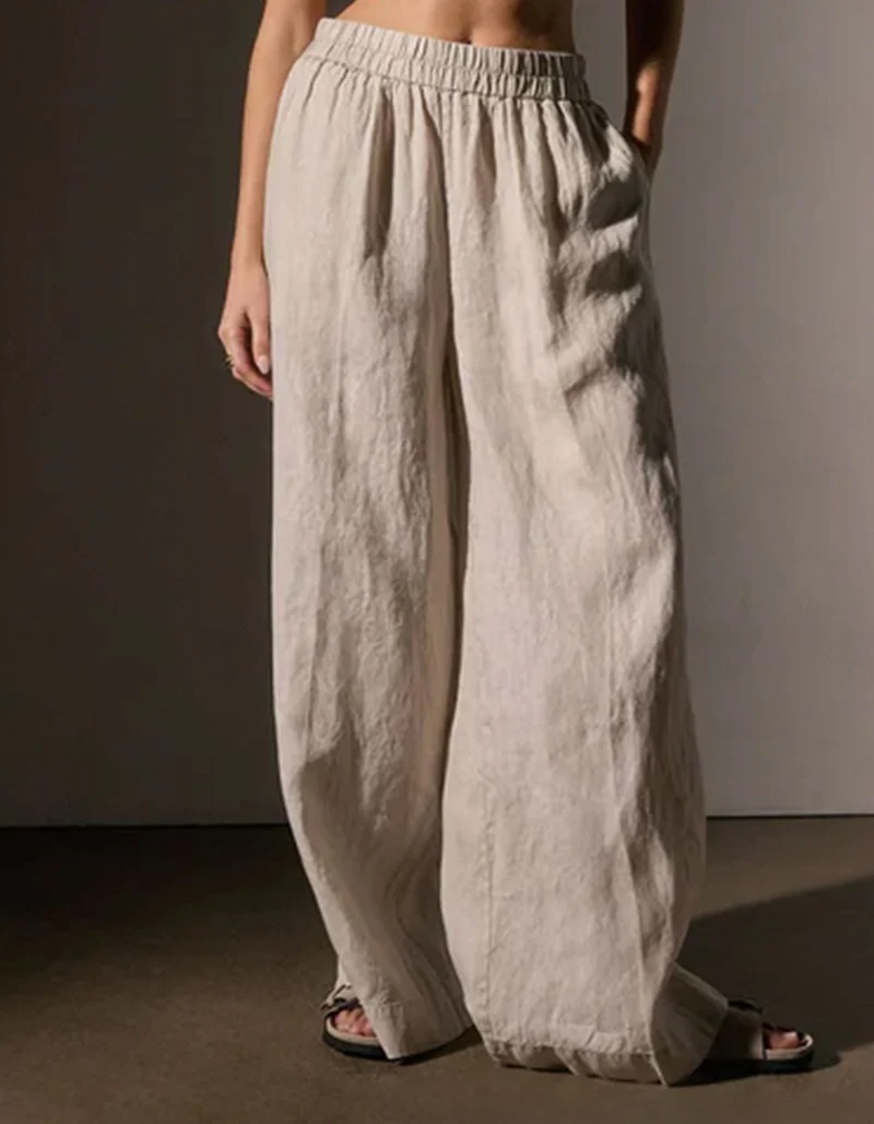 Wide-Leg Leinen Hose