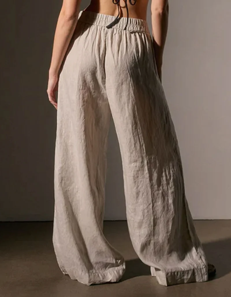Wide-Leg Leinen Hose