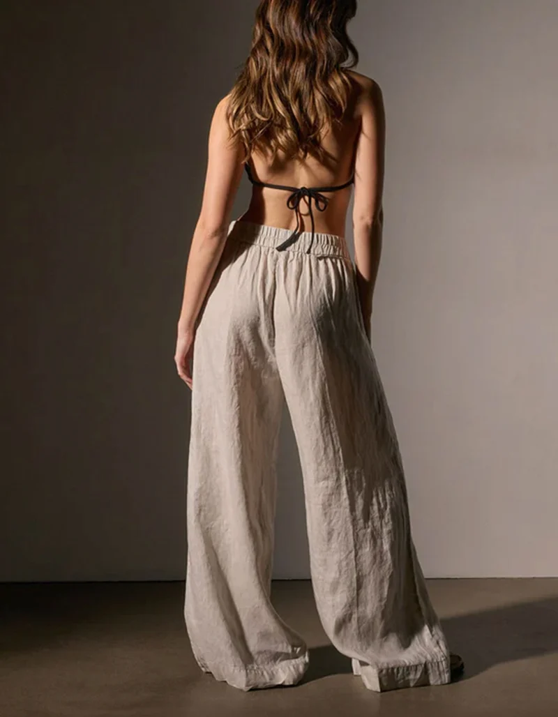 Wide-Leg Leinen Hose