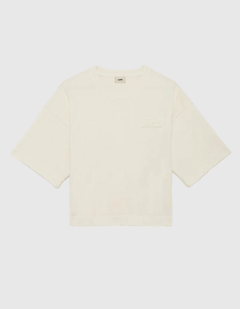 Boxy-Cut T-Shirt mit Label-Stickerei