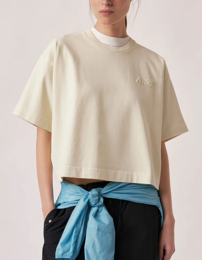Boxy-Cut T-Shirt mit Label-Stickerei