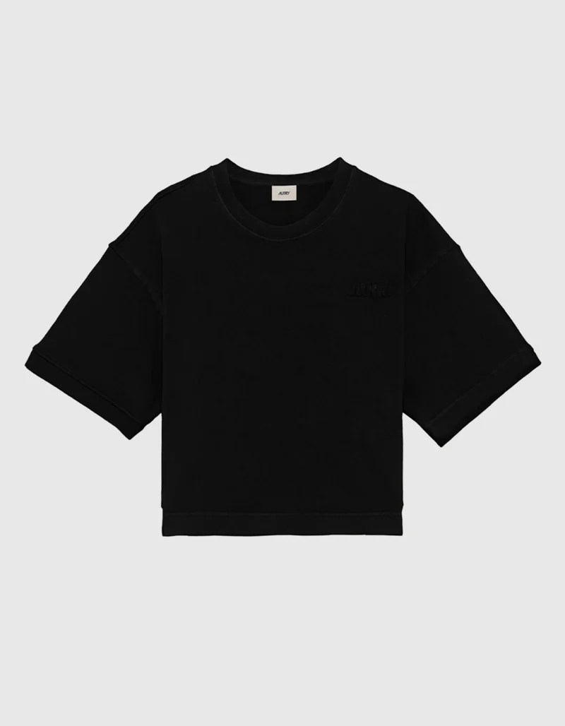 Boxy-Cut T-Shirt mit Label-Stickerei