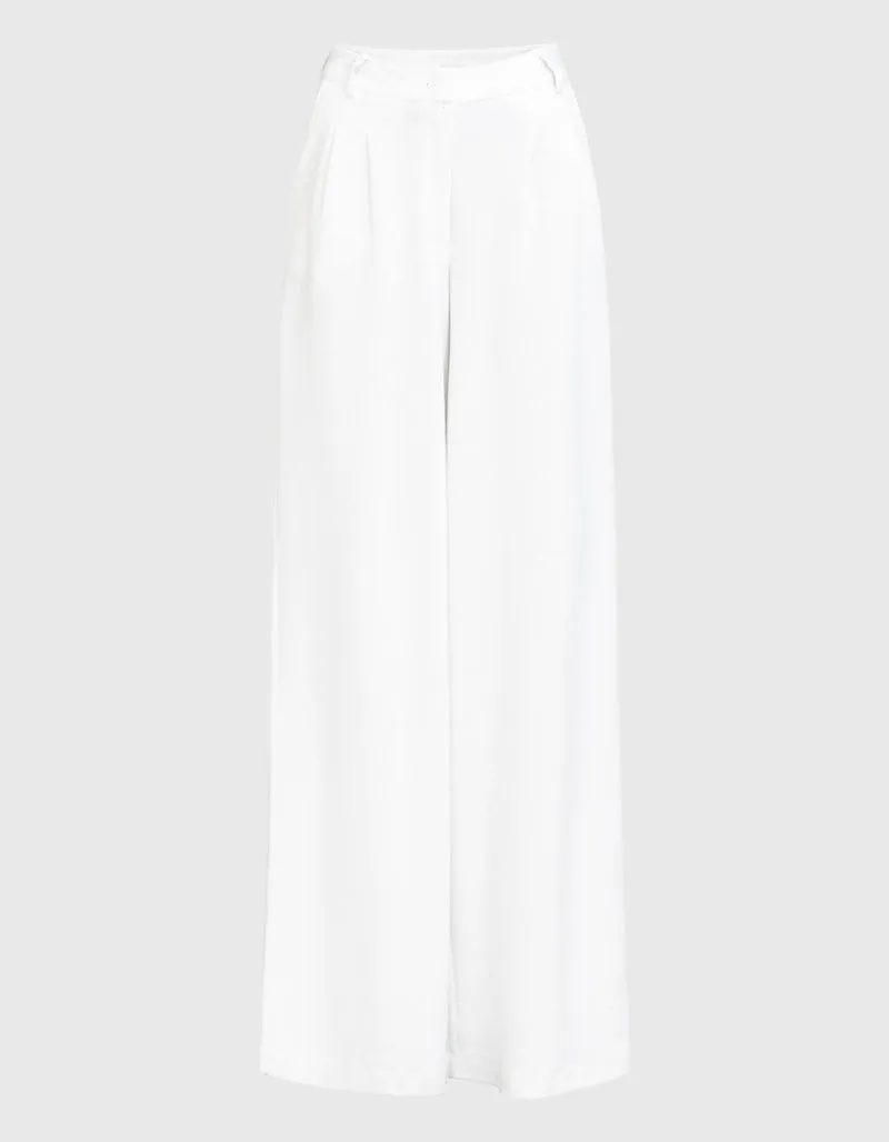 Wide-Leg Leinen-Bundfalten-Hose Plis
