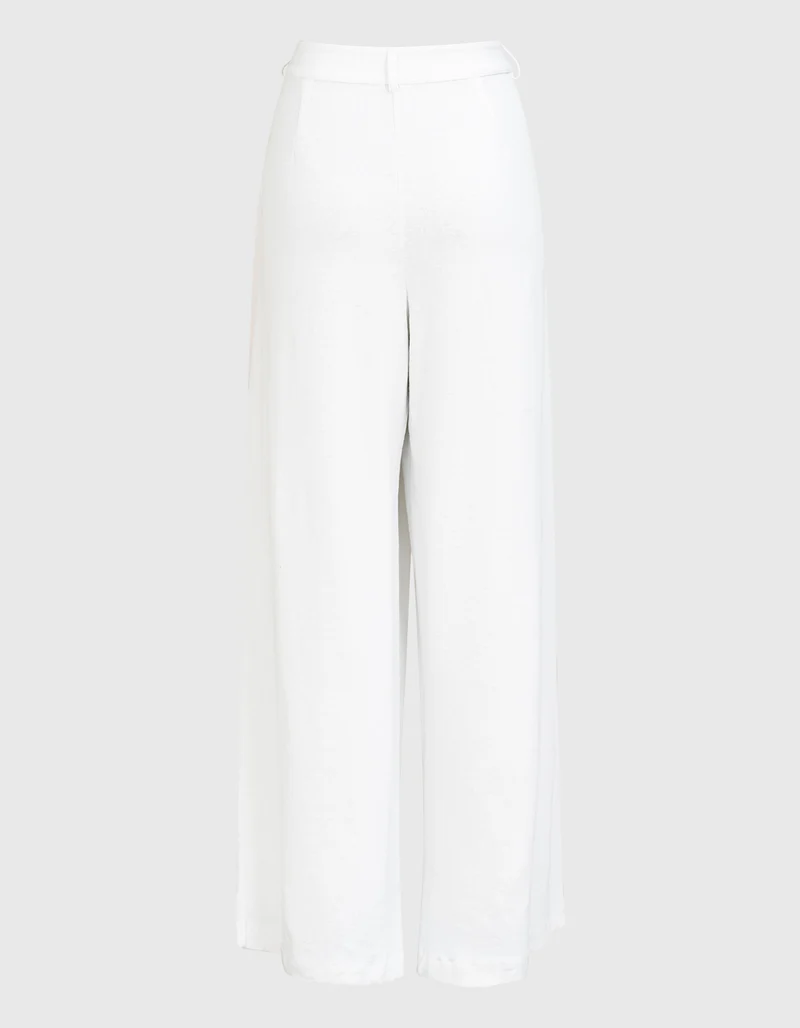 Wide-Leg Leinen-Bundfalten-Hose Plis