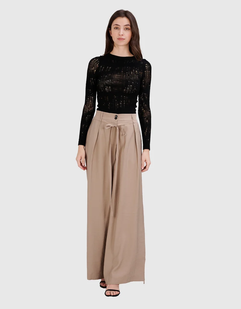 Wide-Leg Hose mit Bindegürtel