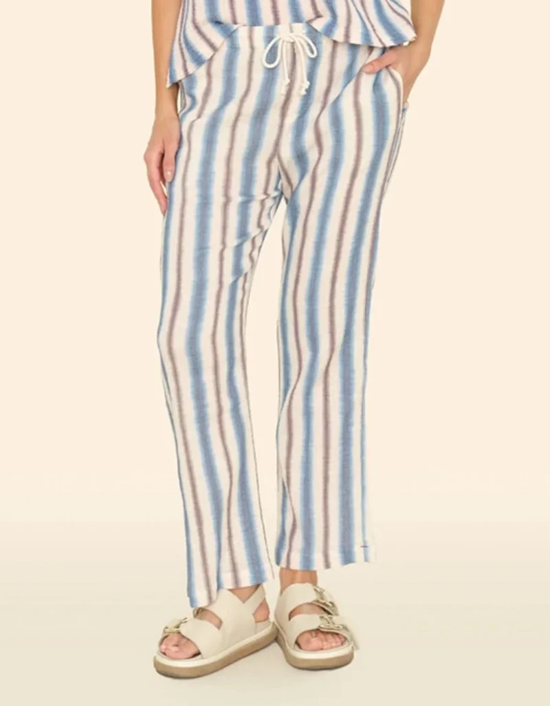Gestreifte Musselin-Hose Blanche