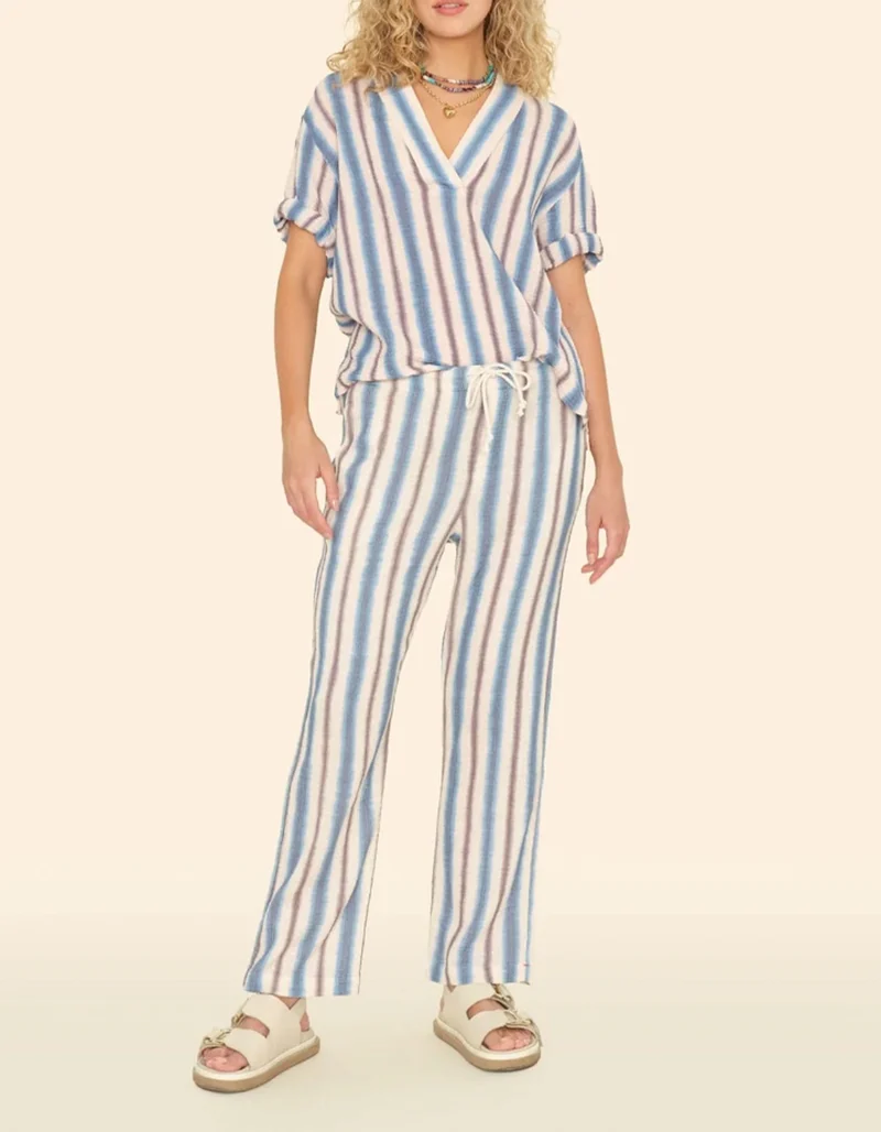 Gestreifte Musselin-Hose Blanche