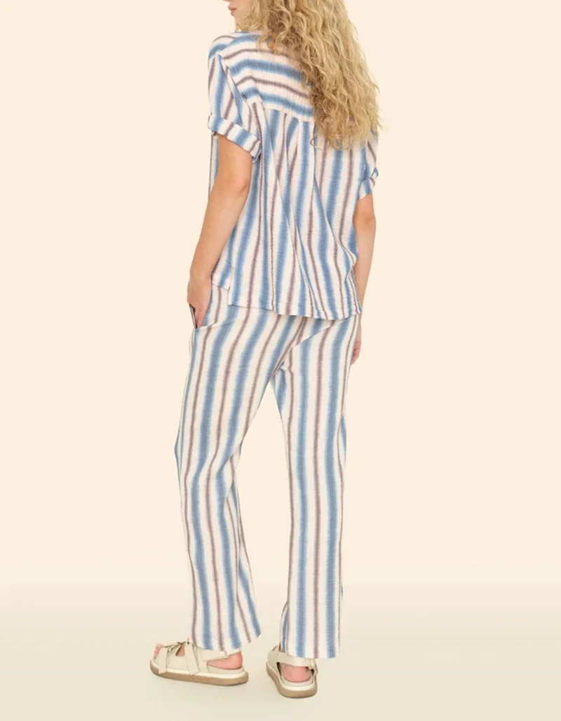 Gestreifte Musselin-Hose Blanche