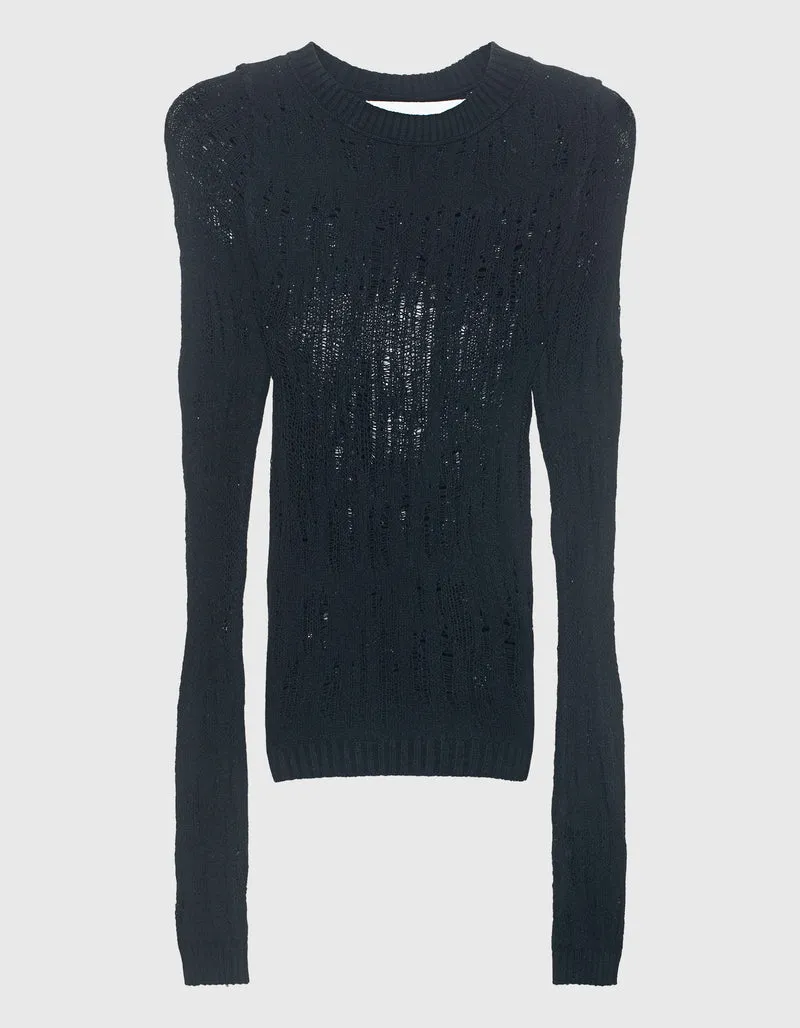 Semi-Transparentes Feinstrick-Longsleeve