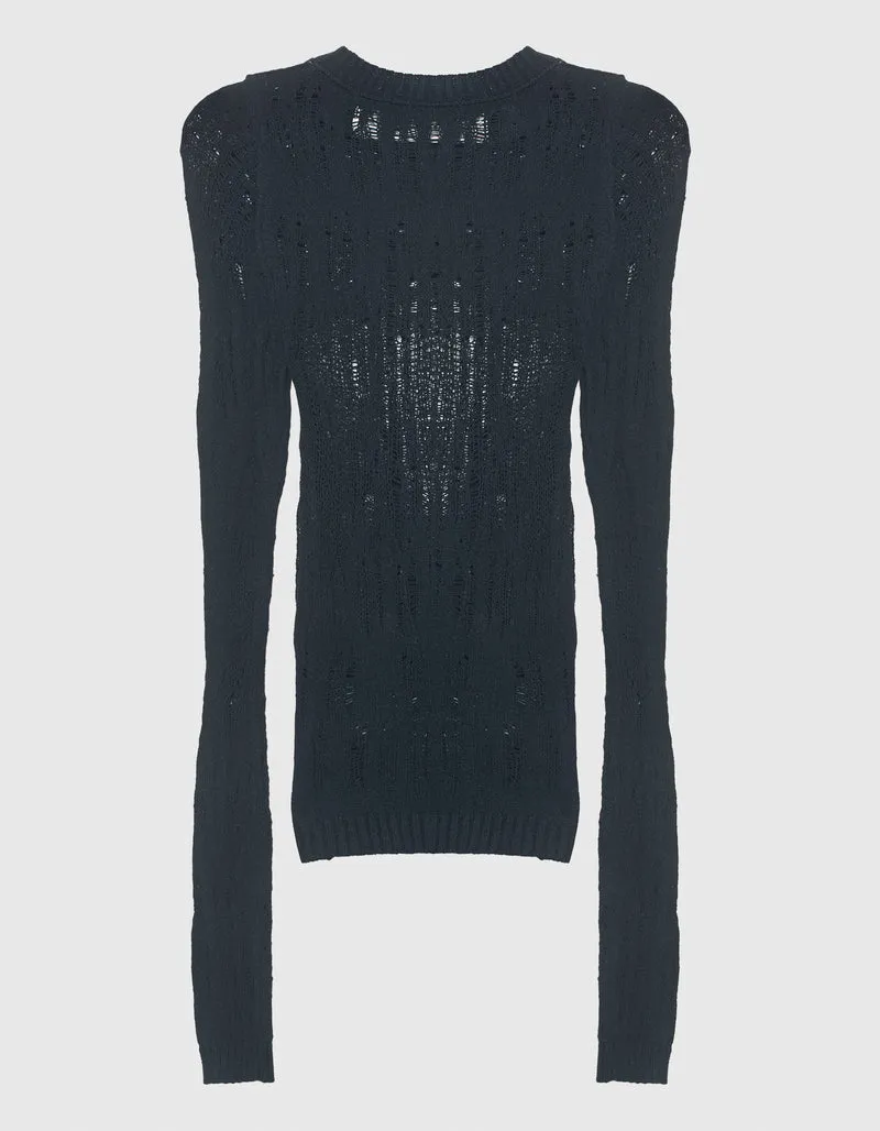Semi-Transparentes Feinstrick-Longsleeve