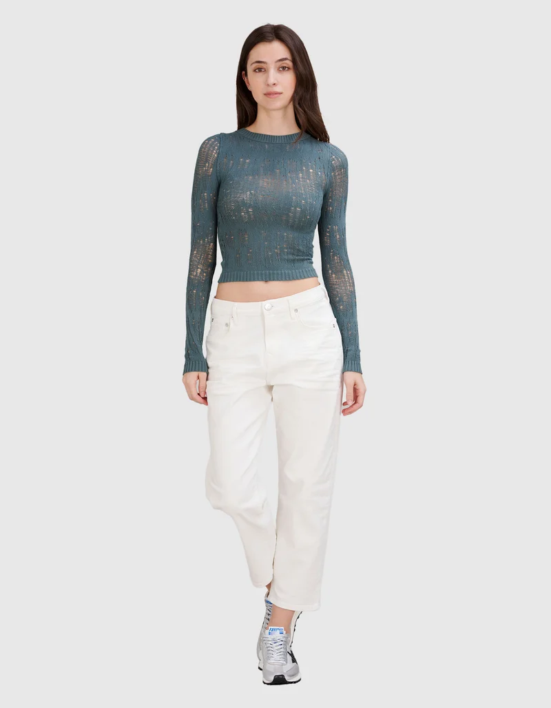 Semi-Transparentes Feinstrick-Longsleeve