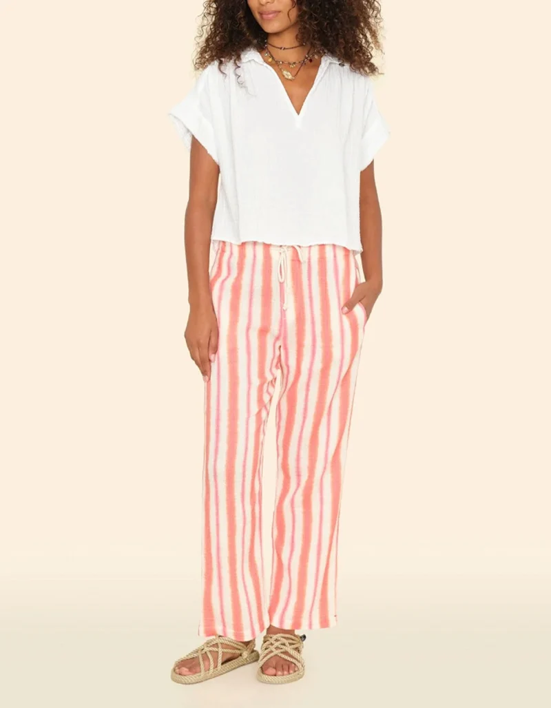 Gestreifte Wide-Leg Hose Blanche