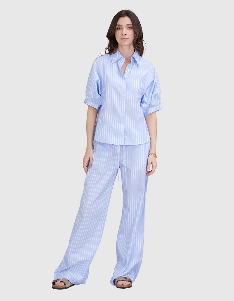 Gestreifte Wide-Leg Hose