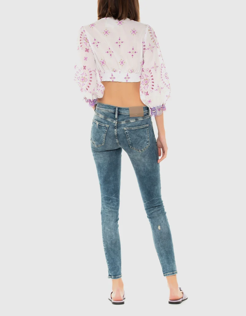Mid-Waist Skinny Jeans mit Destroyed-Details