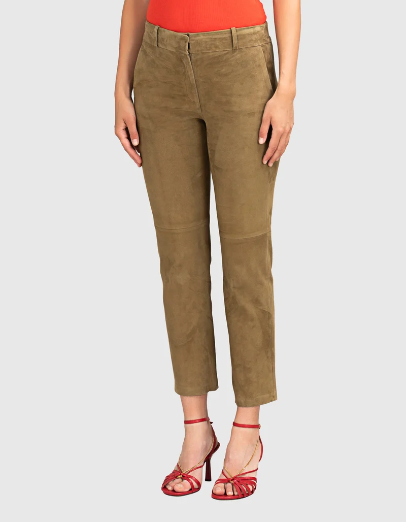 Veloursleder-Straight-Leg Hose Jen