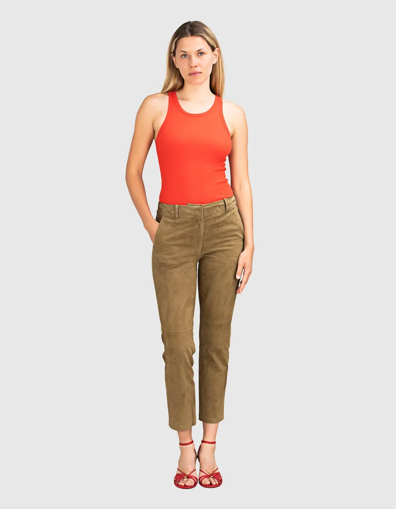 Veloursleder-Straight-Leg Hose Jen