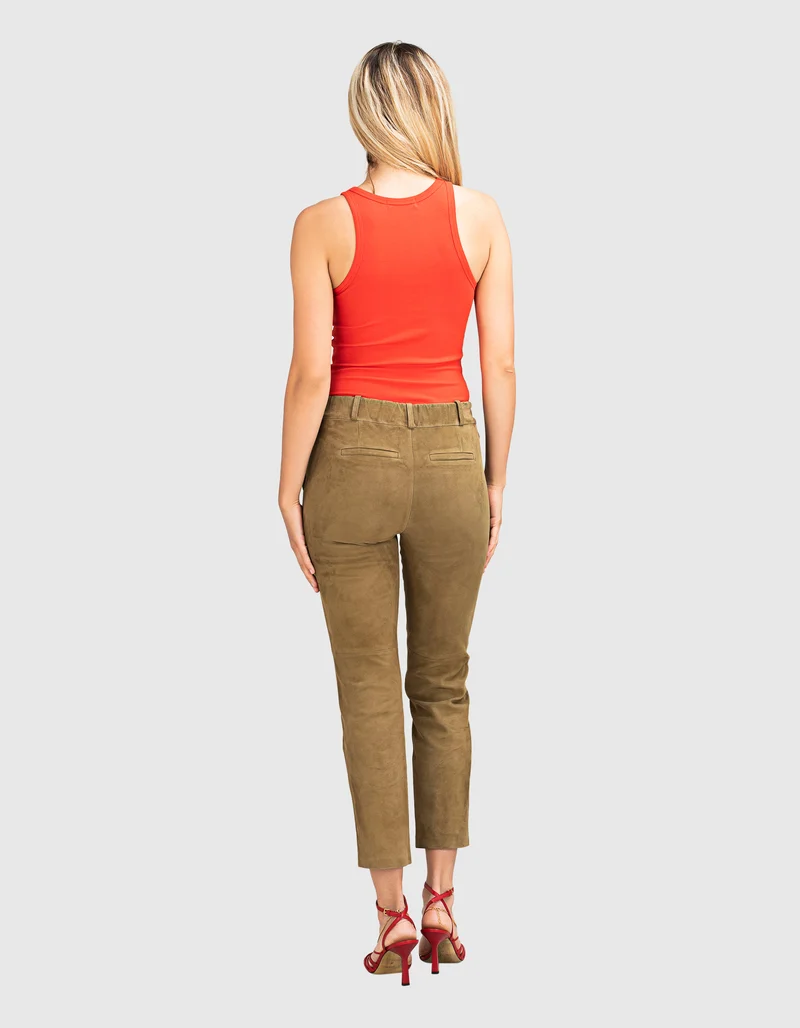 Veloursleder-Straight-Leg Hose Jen