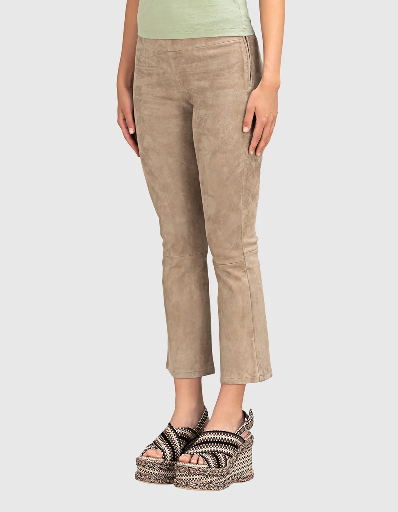 Kick-Flare Veloursleder-Hose Zaragozsa